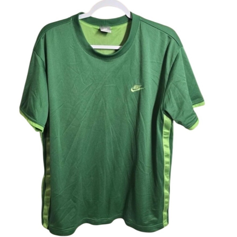 Nike Athletic Mesh Training Shirt Side Stripe Green Mens XL
